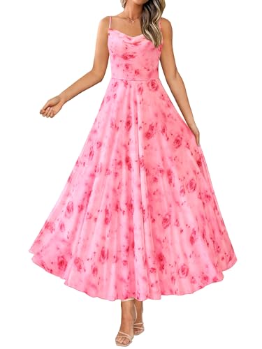 BTFBM Women Summer Floral Maxi Dresses Elegant Spaghetti Strap Dress