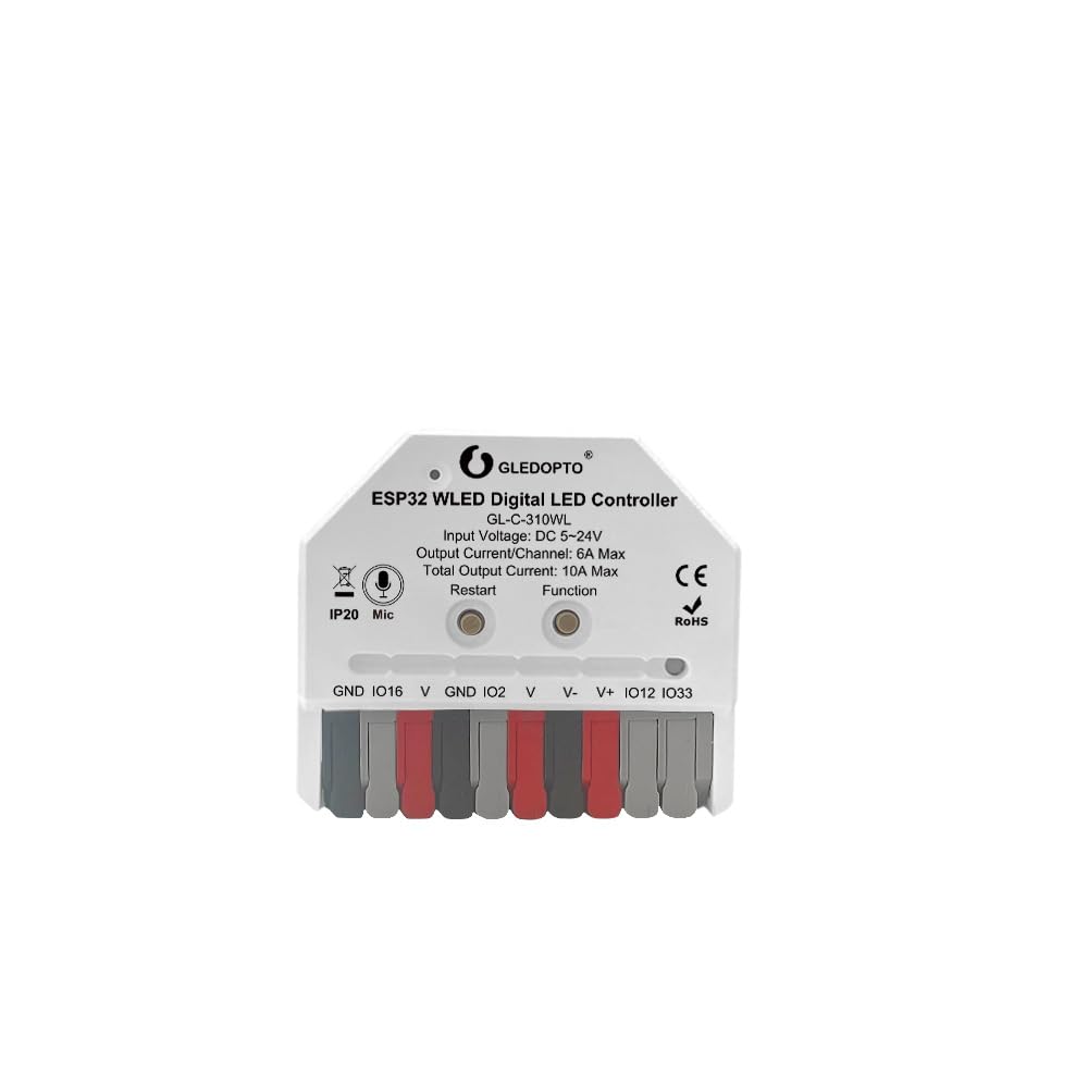 GL-C-310WL 5-24V ESP32IC+RGB WLED Phantom Color Digital Strip Light Controller 5-24 Rhythm with Sound DIY