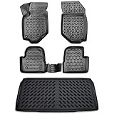 ELMASLINE 3D Gummimatten + Kofferraumwanne Set für OPEL Corsa F ab 2019 (PASST Nicht IN Elektro) Hoher Rand | Design Fußmatten