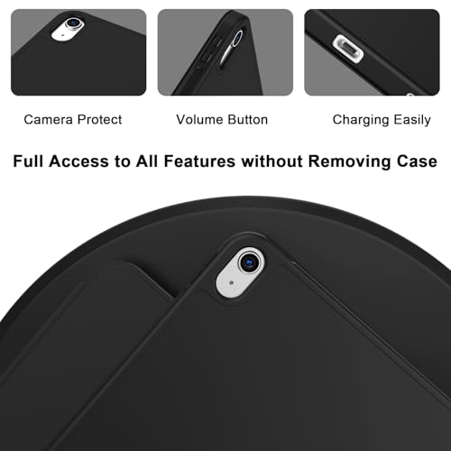 Image of ToaPoia Case for iPad (A16) 11 Inch 2025 /iPad 10th Generation 10.9 Inch 2022, Slim Trifold Stand Protective Cover with Pencil Holder and Soft TPU Back,Support Auto Sleep /Wake (Black)