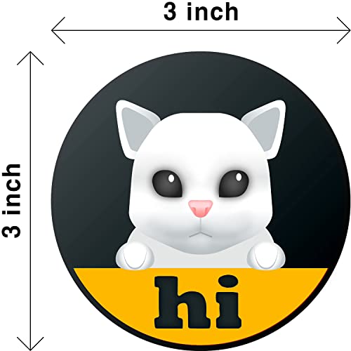 Image of 3D OM Badge Cat-Hi, 3-inch Grill Badge, Realistic Stylish Cute Fun 3D Printing Plastic (PLA) on Acrylic Plate - Works with The Grill Badge Holder (not Included) (BK1-KWY)