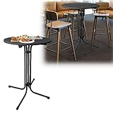 YUENFONG Stehtisch klappbar Bartisch Ø 80 cm Bistrotisch Klapptisch - 110cm hoch, Multifunktional Gartentisch für Außen und Innen, Zuhause, Schwarz