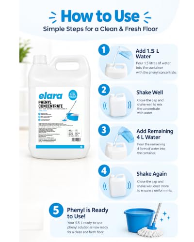 Image of Phenyl Concentrate makes 5.5L Floor Cleaner | Just Add Water and Shake | Multipurpose Cleaner for Home, Office & Commerecial Spaces | Remove Dirt | Pine Fragrance | Value Pack