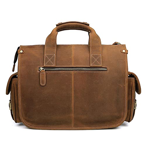 Mens Business Backpacks, Messenger Shoulder Bags, Genuine Leather Laptop Bags, Briefcases, Casual Daypacks (Color : Brown)3