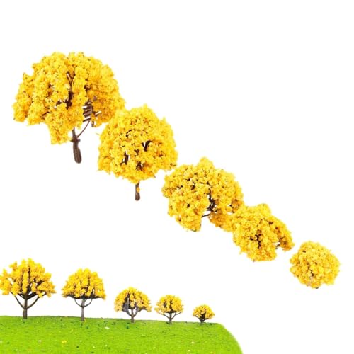 20 model trees train paysage d'automne avec fleurs oranges HO OO - 5