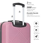 2 Piece Carry on Luggage Set, Airline Approved 20 Inch Luggage with Cosmetic Case HardShell Suitcase with Spinner Wheels, Lightweight Durable Hardside Suitcases Set, Pink - Image 4