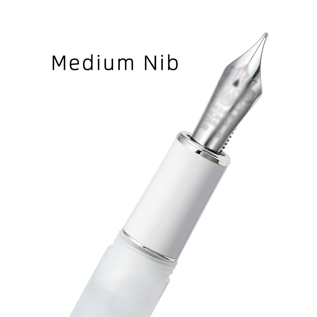 Stylo plume en résine blanche avec convertisseur F/plume pour l'école