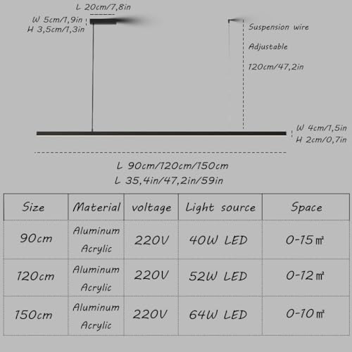 Suspension LED à intensité variable avec télécommande pour grand îlot de cuisine - 6