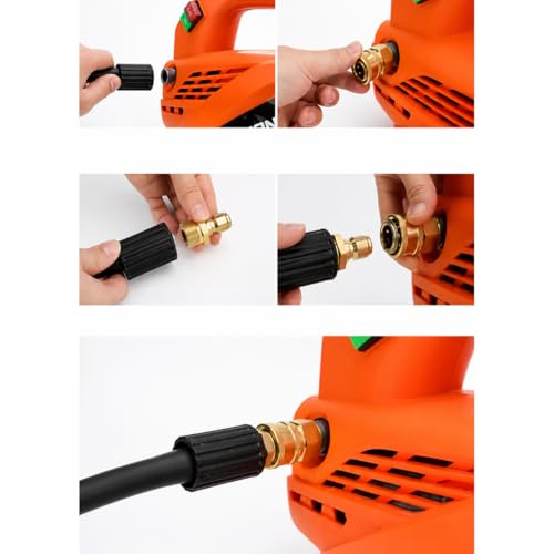 Image of Quick Connect Adapter Fittings for Pressure Washer Hose Pipe M22 x 15 | Heavy Duty Brass Coated Quick Release Coupler Set | Leak Proof Connector | (Set of 2 Male & 2 Female Adapters)