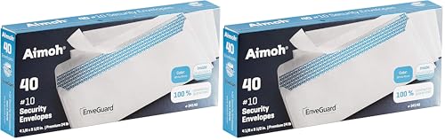 Image of 40#10 Security Tinted Self-Seal Envelopes - No Window, EnveGuard, Size 4-1 /8 X 9-1 /2 Inches - White - 24 LB - 40 Count (34140) (Pack of 2)