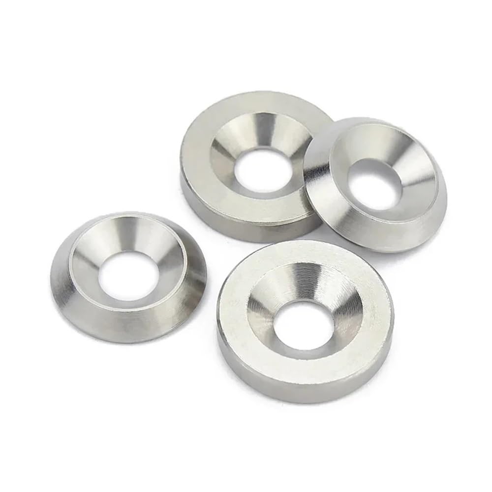 Cup Washer Countersunk for Screw Bolt, 2/10/20pcs M3 M4 M5 M6 M8 M10 Concave and Convex Tapered Washers Sliver Washer Stainless Steel Conical Gasket Solid Countersunk Head Flat Rings Fastener Washers