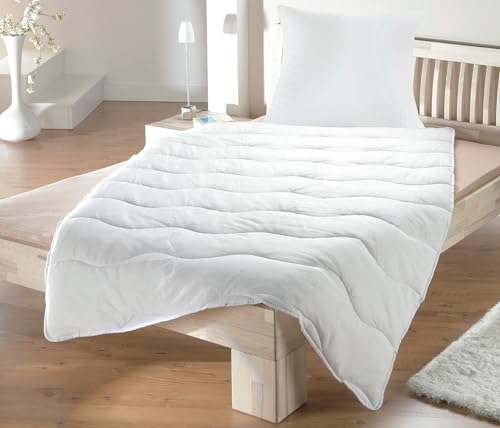 MB Warenhandel24 Bettenset 1X Bettdecke 135x200 cm und 1X Kopfkissen 80x80 cm Premium Weiss Allergiker Steppbett Steppbettdecke Bettwäsche (1x ca....