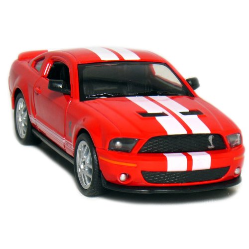 KiNSMART 2007 Ford Shelby GT500 with Racing Stripes 1:38 Scale 5 Inch Die Cast Metal Model Toy Muscle Car (Red)