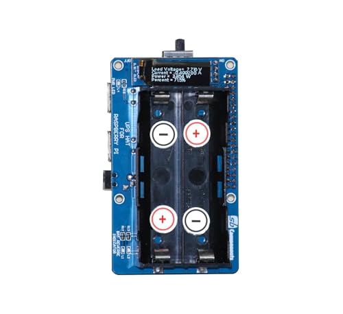 sb components UPS HAT per Raspberry Pi con monitoraggio della potenza in tempo reale Raspberry Pi UPS HAT 18650 Caricabatterie Power Bank Scheda di espansione per gestione dell'alimentazione (spina UK
