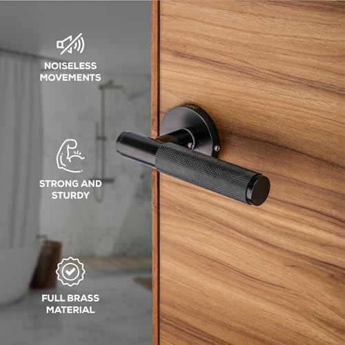 Image of LAPO Door Locking System for Home | Compatible with Left-Right Door | 45x45 Lock Body | Brass Latch | Supports 30-50mm Thickness | Keyless Mechanism | Black Finish | 3 Years Warranty | Ro-2100