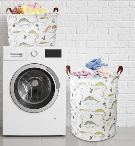Image of NTAOHAMPER Dinosaur Laundry Hamper, laundry Basket, Waterproof Storage Bin for Bedroom, Clothes Organizer Basket, Room Decor(Light Dinosaur)