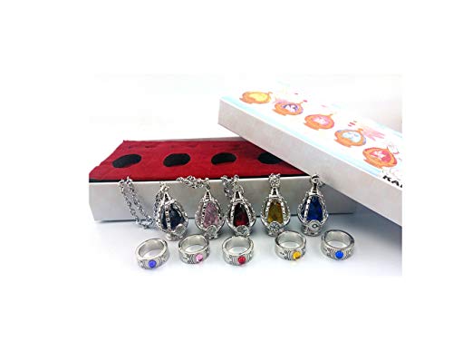 Anime Cosplay Puella Magi Madoka Magica Soul Core Gem 5 Necklace With 5 Tail Ring #TOP4