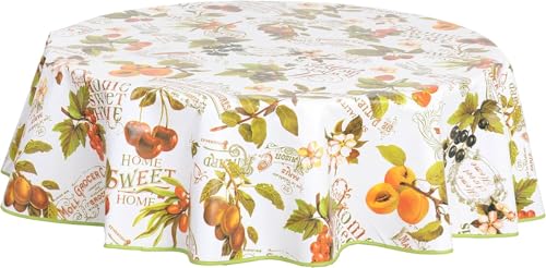 Home Direct Nappe de Table Ronde en PVC Facile à Nettoyer Motif Fruits 140 cm x 55 cm