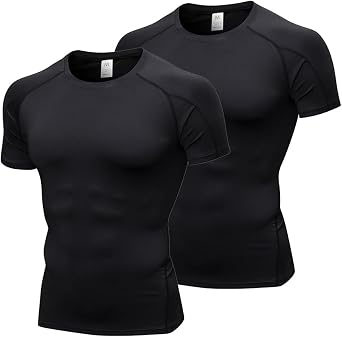 YEL Compression Shirt Men Short Sleeve Football Basketball Shirts Baselayer Undershirts Top for Workout Running Gym