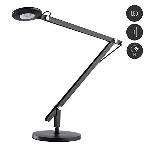 Preisvergleich Produktbild DeMarkt 631036501 Tischleuchte Industrial Schreibtischlampe Metallgestell Matt Lampenschirm Acryl Schwarz Gelenkarm 6W LED 4000K 500 Lm
