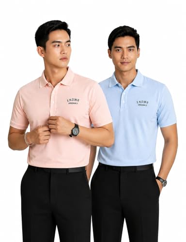 Image of ENDEAVOUR WEAR Men Men Short Sleeve Solid Cotton Rich Polo T Shirt | Collar Tshirts | Half Sleeves | Plain-Regular Fit