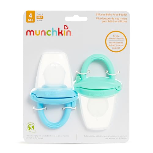 Munchkin Silicone Baby Food Feeder for Solids and Purees, Great for Self-Feeding and Baby Led Weaning, 2 Pack, Blue/Mint - image 8