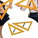 Bothyi 2Pcs Large Triangle Ruler with Removable Handle Clear Scale Yellow Teaching Equipment for School Whiteboard Blackboard Office