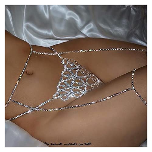 Körperkette 2. Stck Sexy Strass Taille und Bein Kette Oberschenkel Schmuck for Frauen Bling Bikini Kristall Taille Tanga Kette Körper Harness Schmuck ( Main Stone Color : Gold , Metal color : Set ) Cover
