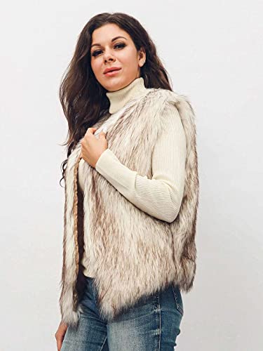 Aukmla Women's Faux Fur Vest Short Sleeveless Coat Jacket Winter Warm Waistcoat Outwear for Spring Autumn and Winter2