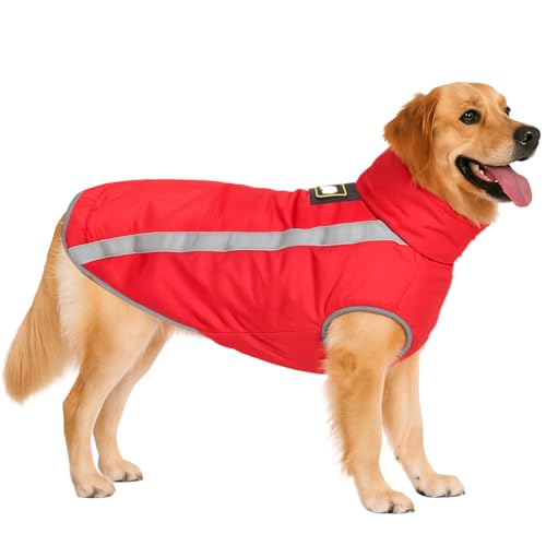 DoggieKit Hundejacke Wasserdichter Hundemantel Reflektierende Wintermantel mit Fleecefutter Winddichtes Wintermantel Hundepullover Hundekleidung für Kaltes Wetter Winter Warm Hunde Winterweste Jacken