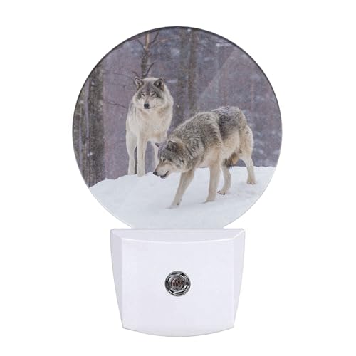 Image of EKOBLA Wolf Night Light, Howling Wolf in Forest Wildlife Night Lights Plug Into Wall with Dusk to Dawn Sensor for Bedroom and Home Decor