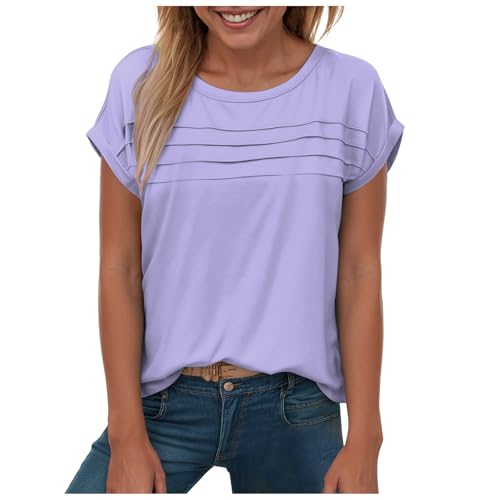 Short Sleeve Shirts for Women 2025 Trendy Summer Tops Beach Vacation Clothes Fashion Plus Size Tshirts for Teen Girls