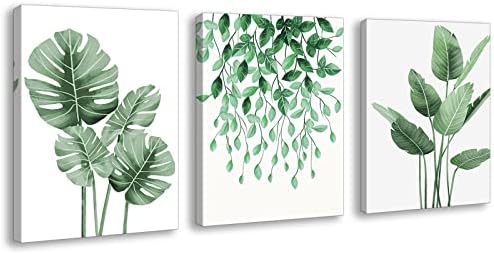 Plant Wall Art Green Prints - Botanical Leaf Pictures for Home Decoration Framed 12x16Inches Tropical Canvas Foliage Artwork Eucalyptus Poster Aloe Paitings for Indoor Office Bedroom Living Room Decor