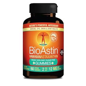 NUTREX HAWAII BioAstin Hawaiian Astaxanthin – 12mg, 60 Gummies – Farm-Direct Premium Antioxidant Supplement to Support Eye, Skin, Joint & Immune System Health – Non-GMO & Gluten-Free