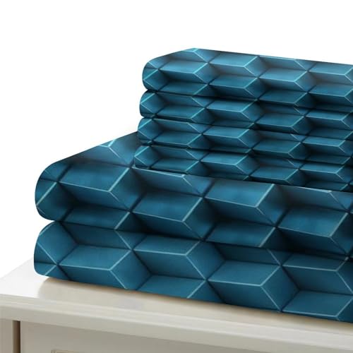 Housse de couette en microfibre douce géométrie 3D parure de lit double Premium - 6