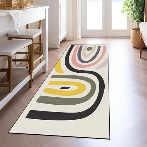 Alfombras pasillo largos de microfibra suave con diseño abstracto de pelo corto 3