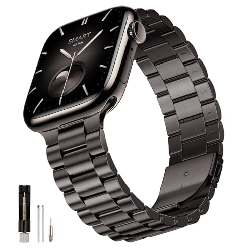 Bracelet Apple Watch acier inoxydable SUNFWR, finition maille métal haut de gamme