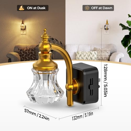 Image of Night Lights Plug in Wall,Dusk to Dawn Dimmable Striped Glass Night Light