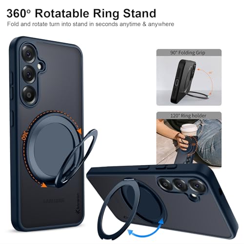 Image of KARWAN Tough Shockproof Armor Back Case Cover Compatible with Samsung Galaxy A56 with 360 Degree Rotation Magnetic Attraction Ring Holder Heavy Duty Rugged Case with Magnetic MagEase Wireless Charging