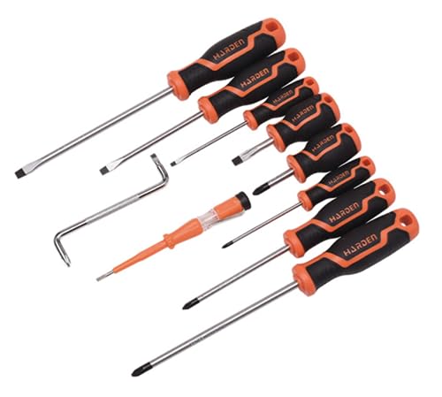 Edward Tools Pro 10 Piece Screwdriver Set - Phillips and Flathead Screwdrivers, Stubby Screwdrivers, SZ Screwdriver, Voltage Test Pencil - ErgoGrip Handles - Magnetic Heads - Heavy Duty CR-V Steel