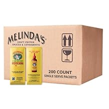 Melindas Mexicana Hot Sauce Packets - 200 Count .42 Oz Each - Hot Sauce Packets Single Serve for Travel, Party, Business - Convenient Individual Condiment Packets in 8 Flavors