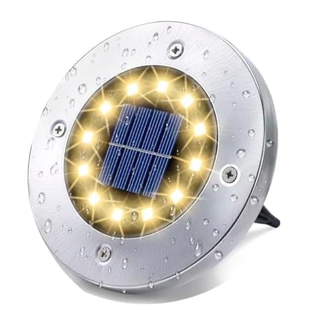 HOUSEOFLED Solar Ground Lights Solar Garden Lights In-Ground Outdoor Landscape Lighting Warm Light