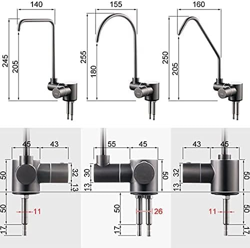 Filtro de agua giratorio de 360° para grifo de cocina, purificador de grifo negro para sistemas de ósmosis inversa, fácil de instalar, accesorio de fregadero de cocina de agua potable limpia