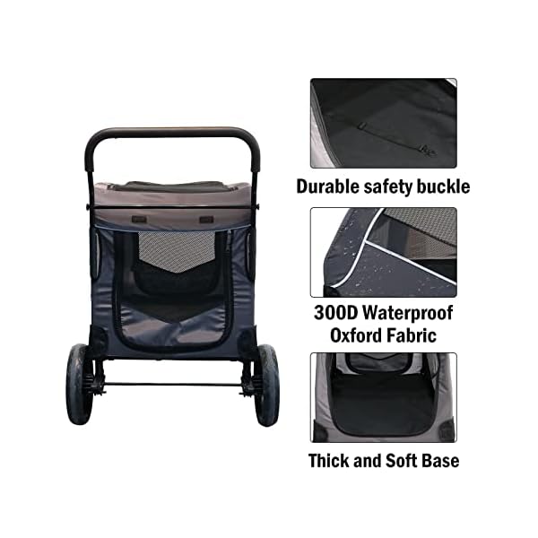 BotaBay Hund Trolley Haustier vierrädrige Stroller Katzenwagen Faltbare für Mittlere große Hunde bis 80kg ausgehend, 108 x 71 x 100cm – Bild 8