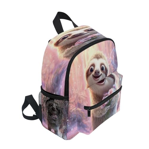 Sinestour Sloth Pink Flowers Toddler Backpack Preschool Kindergarten Backpack for Toddler Boys Girls Schoolbag2