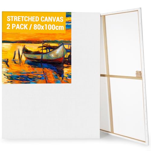 Koncci 2er-Set de lienzos para pintar, 80x100 cm, marco de lona grande, lienzos blancos para pintar con acrílicos y óleos, lienzos para principiantes y artistas