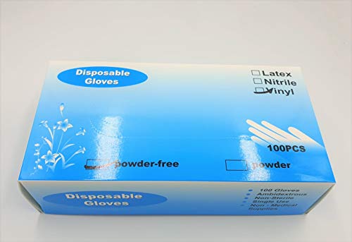 Guantes de vinilo multiusos de Bargain universales, sin polvo, desechables, extrafuertes, caja de 100, L, 1