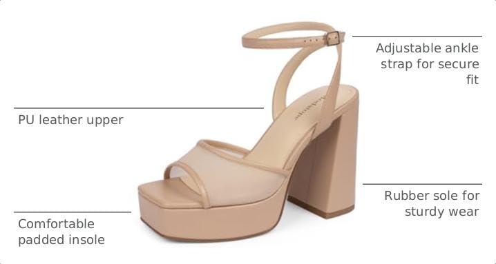 Image of Modatope Platform Heels for Women Chunky Heel Open Toe Ankle Strap Sandals