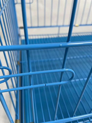 Image of Berlin's Small Puppy Dog Cage, Foldable Portable Crate, Double Door with Latches, Removable Tray,(18x14x12inches) (Sky Blue, 18 Inch)