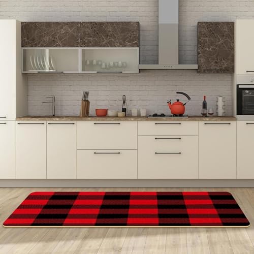 Alfombrillas de cocina a cuadros lavables y absorbentes VAPOKF 3